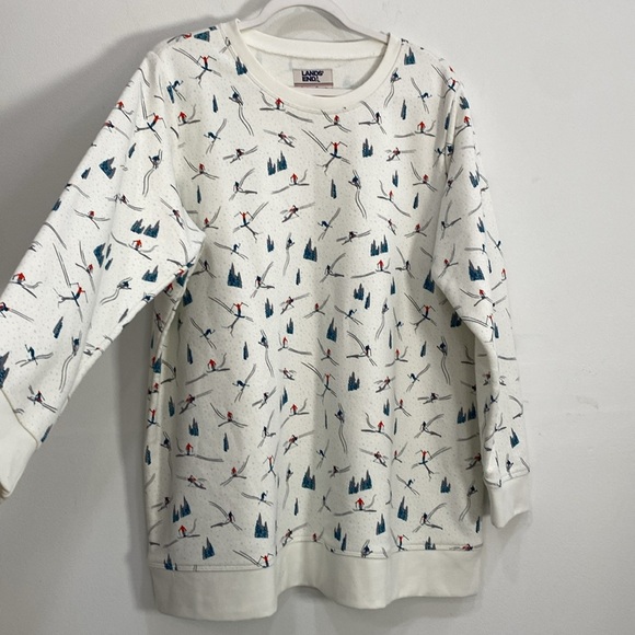 Lands' End Sweatshirt Ski print Winter 1X - Picture 4 of 9